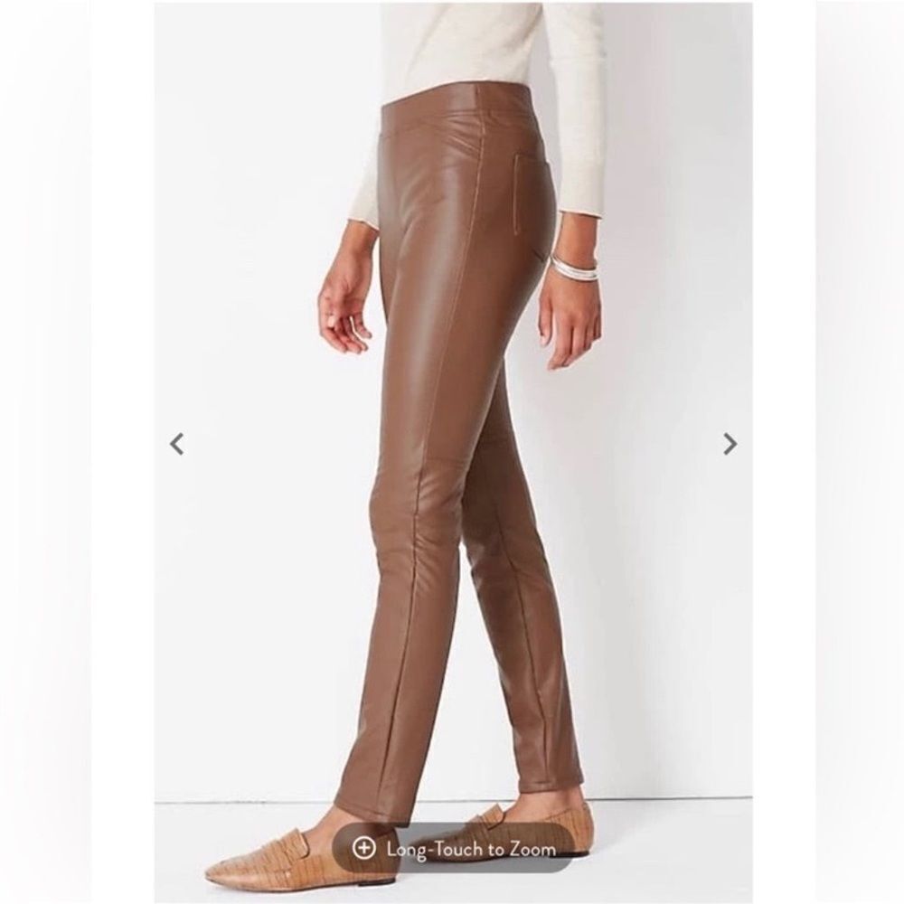 J. Jill Vegan Petite Faux Leather Pants‎ Dark Raisin LP NWT